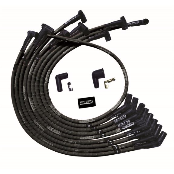 Moroso for SB Ford Sleeved 135 Plug HEI Ultra Spark Plug Wire Set - Black
