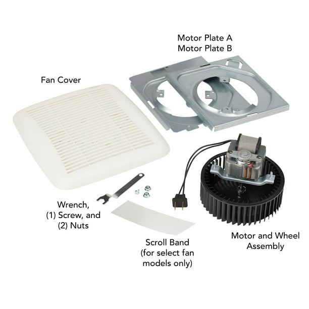 Broan NuTone BKR60 QuickKit Ultra Quiet Bath Fan Replacement Motor and Cover Grille 60 CFM 20 more power White Walmart