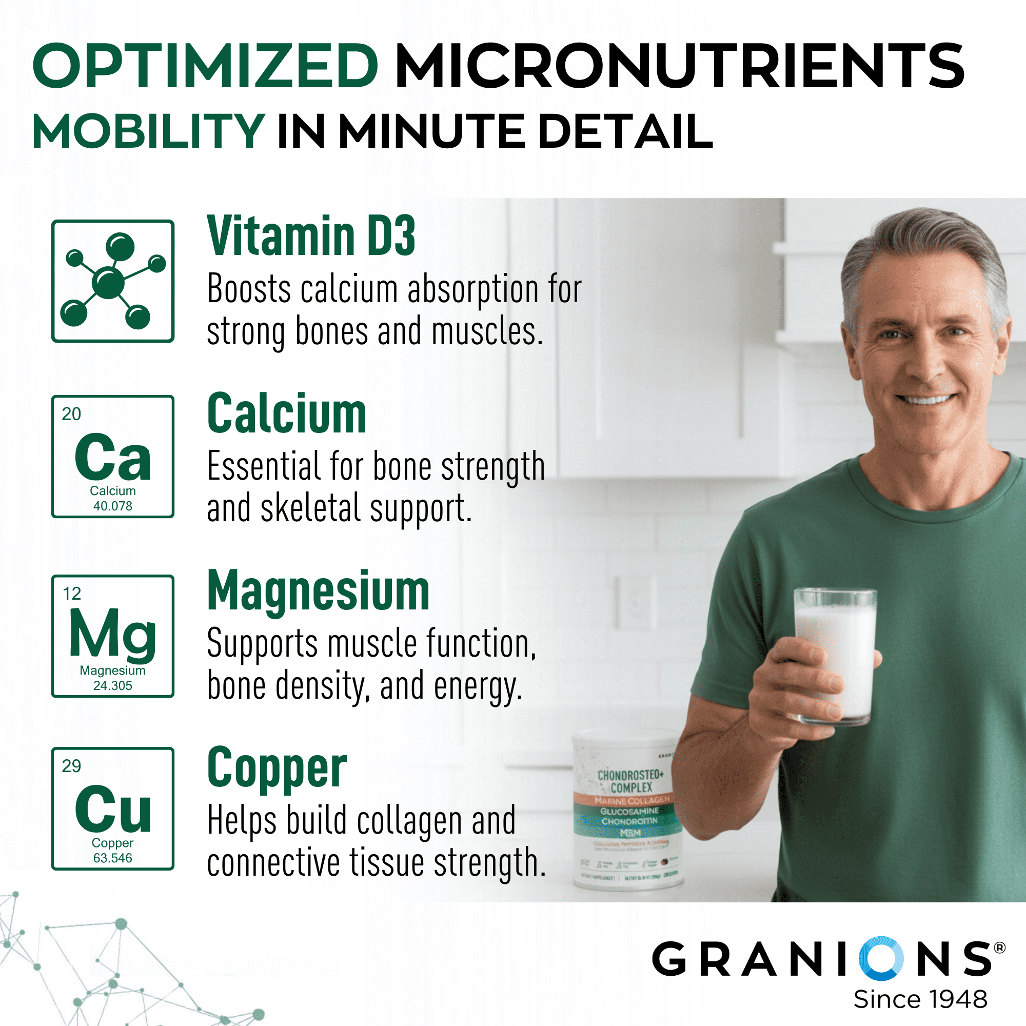 GRANIONS Collagen + Glucosamine Chondroitin MSM Powder, Joint Support, Wild Berries, 9.7 oz