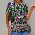 thumbnail image 6 of Colorful Tribal Diamond Print T Shirts Basic T-Shirt Short Sleeve Ladies Tee Shirt Summer Graphic Clothing, 6 of 6