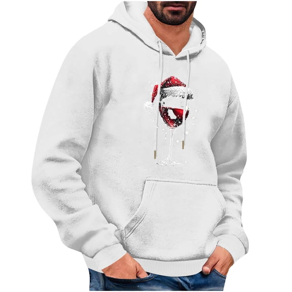 Turilly Hoodies Men Christmas Print Hoodie With Kangaroo Pocket Casual Pullover Sweatshirt