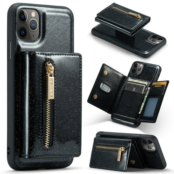 2 in 1 detachable glitter wallet phone case for iPhone 15 Pro Max 14 plus 13 12pro 11 magnetic leather card holder cover