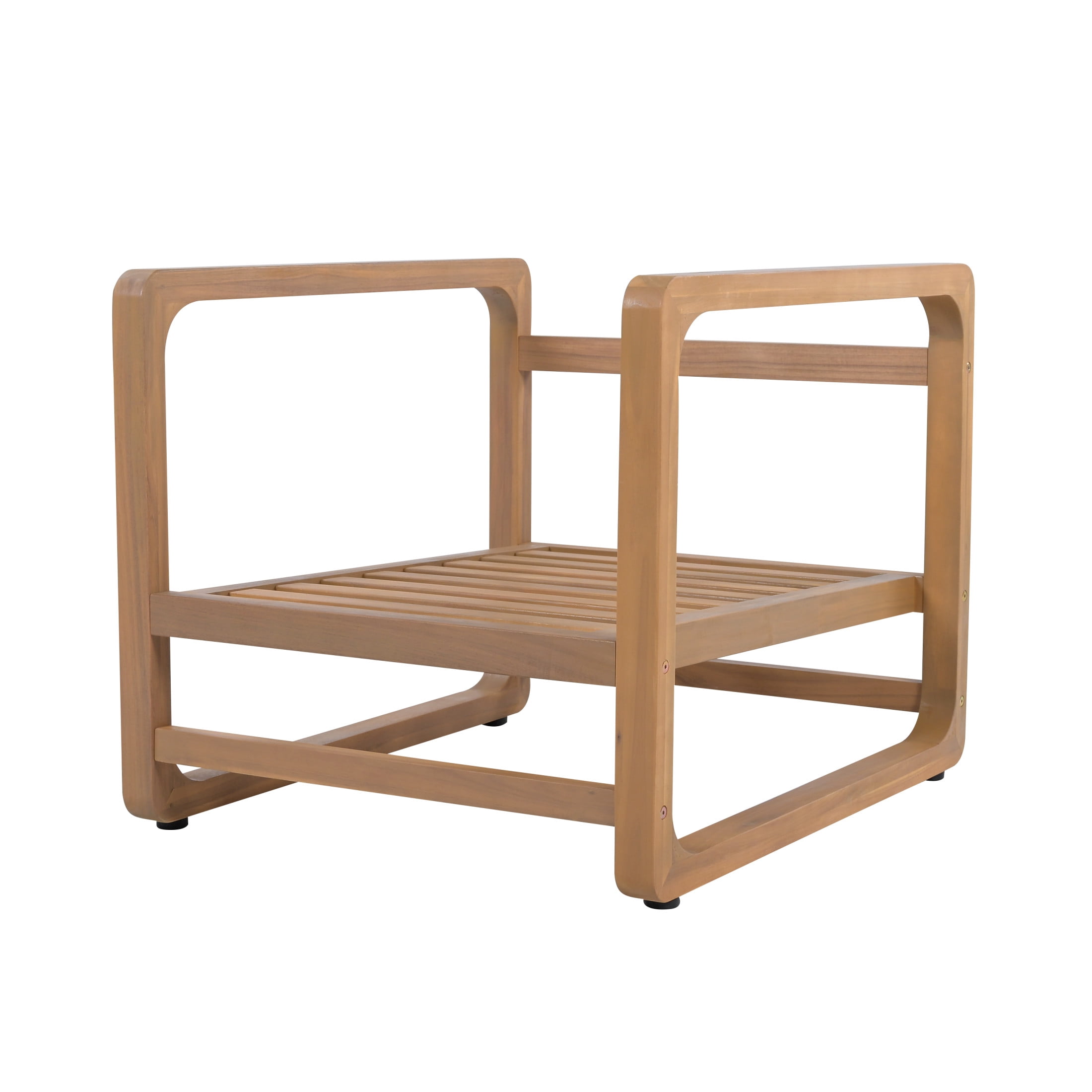 Christopher Knight Home Outdoor Chat Set, Acacia Wood Lounge Chairs & MGO Side Table, Beige Cushion