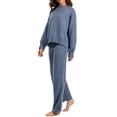 thumbnail image 1 of Faithtur Ensemble Décontracté pour Femmes, Chandail d'Hiver Uni à Col Rond et Pantalon à Jambe Grand, Tenues d'Hiver 2 Pcs, 1 of 9