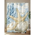 thumbnail image 4 of Ocean Life Shower Curtain, Marine Coral Shell Algae Starfish Oil Painting Waterproof Shower Curtain Set with 12 Hooks Lightweight Washable Fabric Shower Curtains for Bathroom 60x72 Inches, 4 of 6