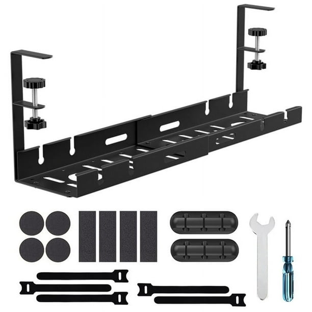 Bandeja para gestión de cables debajo de los escritorios sin necesidad de taladrar, canaleta para cables debajo de los escritorios, soporte para bandeja de cables y rejilla para cables