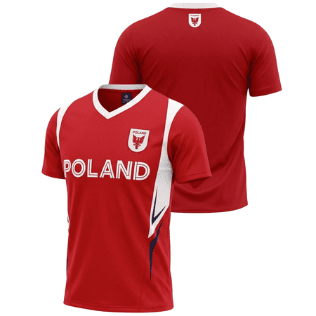 J4K Inc. Poland Flag Soccer Fan Jersey, Polyester, Sizes YS-AXXL, 1-Pack