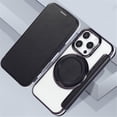 thumbnail image 4 of For iPhone 16 Pro Wallet Cell Cover, RFID Blocking, PU Leather,Compatible With MagSafe , With Flip Card Holder, Ultra Thin Electroplated Rotating Bracket Magneti Protective Cover,Black, 4 of 7