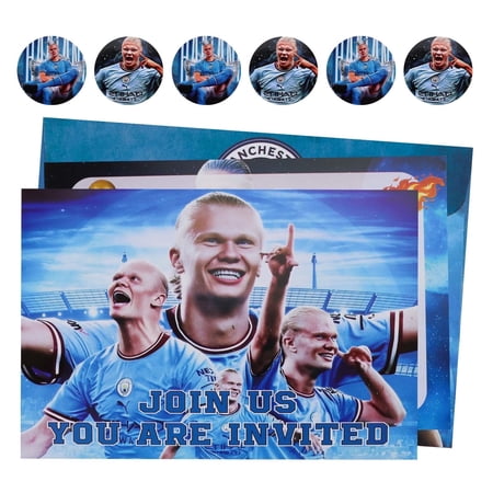 16 Piece Football Birthday Invitation Set with Envelope & Sticker, Haaland Party Invitation, Blank Name Party Invitation Card, Birthday Party Supplies
