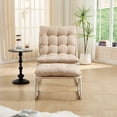 thumbnail image 6 of S-HOME Patio Outdoor Lounge Chair And Footstool, Cotton Cushion, Steel Frame, For Bedrooms And Reading Rooms, Indoor and Outdoor Use, Beige, 6 of 11