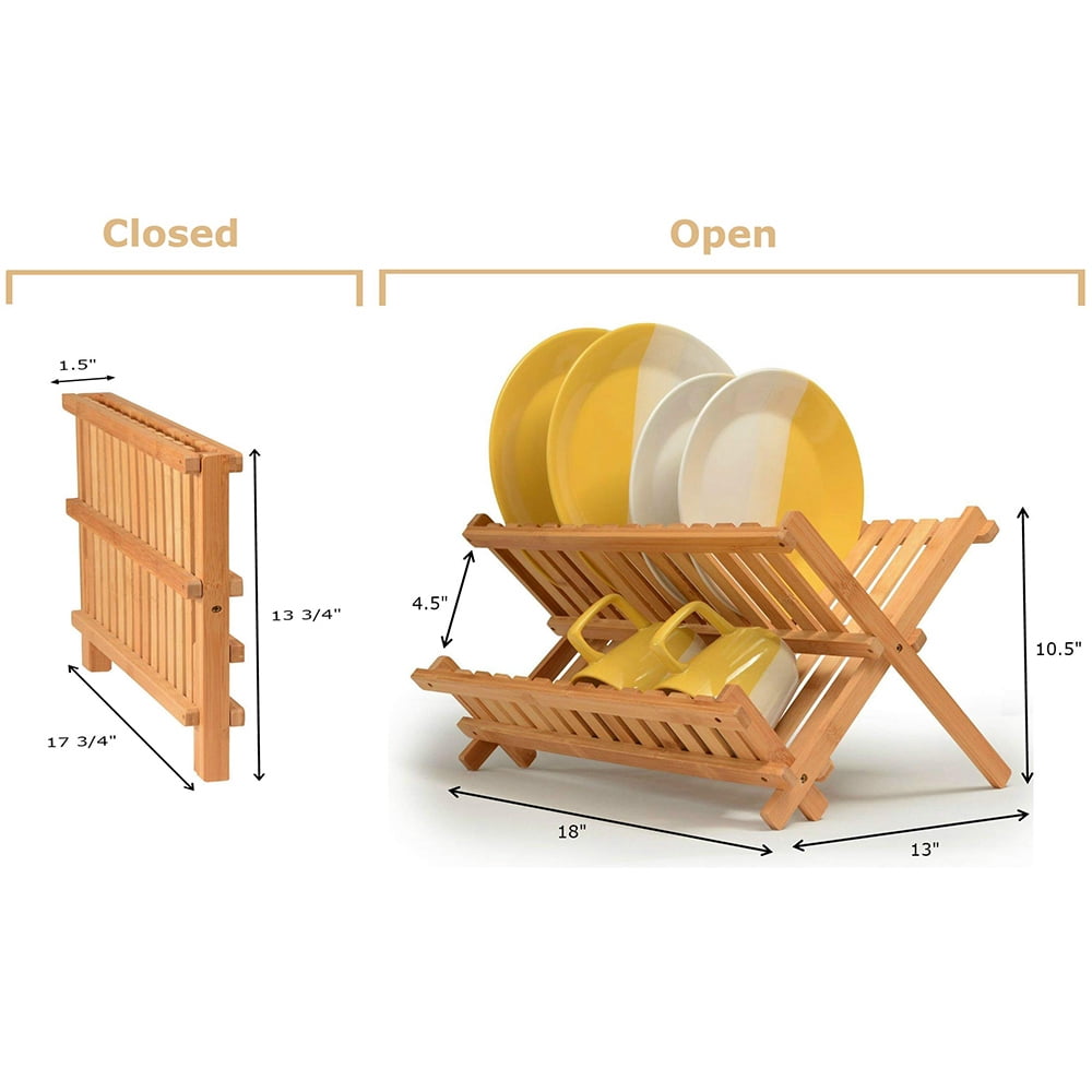 Private Jungle Collapsible Dish Drying Rack - Bamboo 2-Tier Dish Drainer Kitchen Plate Rack for Kitchen Countertop - Saving Storage for Space Private Jungle Collapsible Dish Drying Rack - Bamboo 2-Tier Dish Drainer Kitchen Plate Rack for Kitchen Countertop - Saving Storage for Space