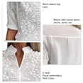 thumbnail image 4 of Top de manga corta con cuello en V,Blusa bordada de encaje con cuello en V de manga corta Camisa bordada de encaje de manga corta Características de vanguardia, 4 of 5