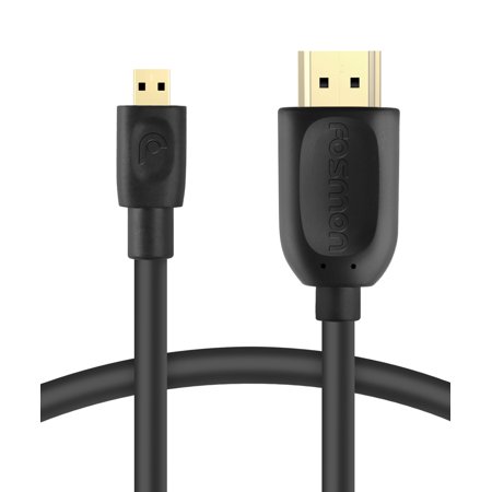 Fosmon 6FT Micro HDMI to HDMI cable - Support Full HD 3D 1080p for GoPro Hero3/Hero3+, Micro HDMI Smartphones & Tablets