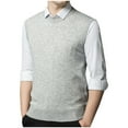 thumbnail image 1 of pstuiky Camisetas sin mangas para hombre, Suéter elástico de cuello redondo tejido en color liso para hombre Camisas de hombre m, 1 of 5