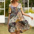thumbnail image 4 of Qarigey Mujer Vestido de verano Bohemia con cuello en V Stakerope Vestido de manga corta Vestidos Schüssel, 4 of 6