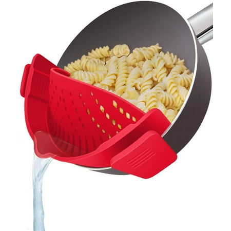 

Clip on Strainer for Pots Pan Pasta Strainer Silicone Food Strainer Hands-Free Pan Strainer Fits All Bowls and Pots