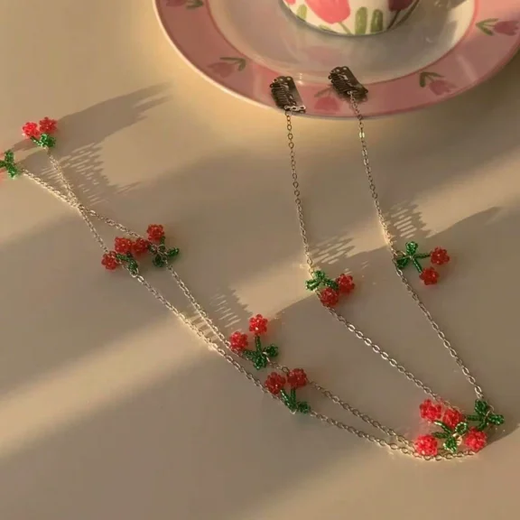 TABLZONE Fashionable Multi Color Cherry Hair Chain for Braids Hair Styling Decoration