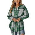 thumbnail image 2 of KOMOO Women Plaid shacket Jacket Oversized Button Long Sleeve Shirt Jacket Coat Tops for Spring Fall Winter, 2 of 7