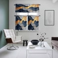 thumbnail image 5 of Abstract Impressionist Style Kitchen Curtains Valances and Tiers Set of 3 Gold Blue Color Block Tier Curtains and Valance with Rod Pocket for Small Windows, 27.5"x24", 5 of 9