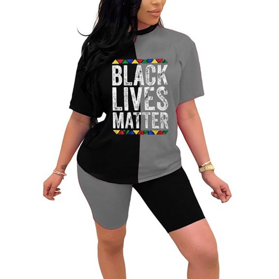 Dellytop Women's Letter Print Contrast Color 2 Piece Sets