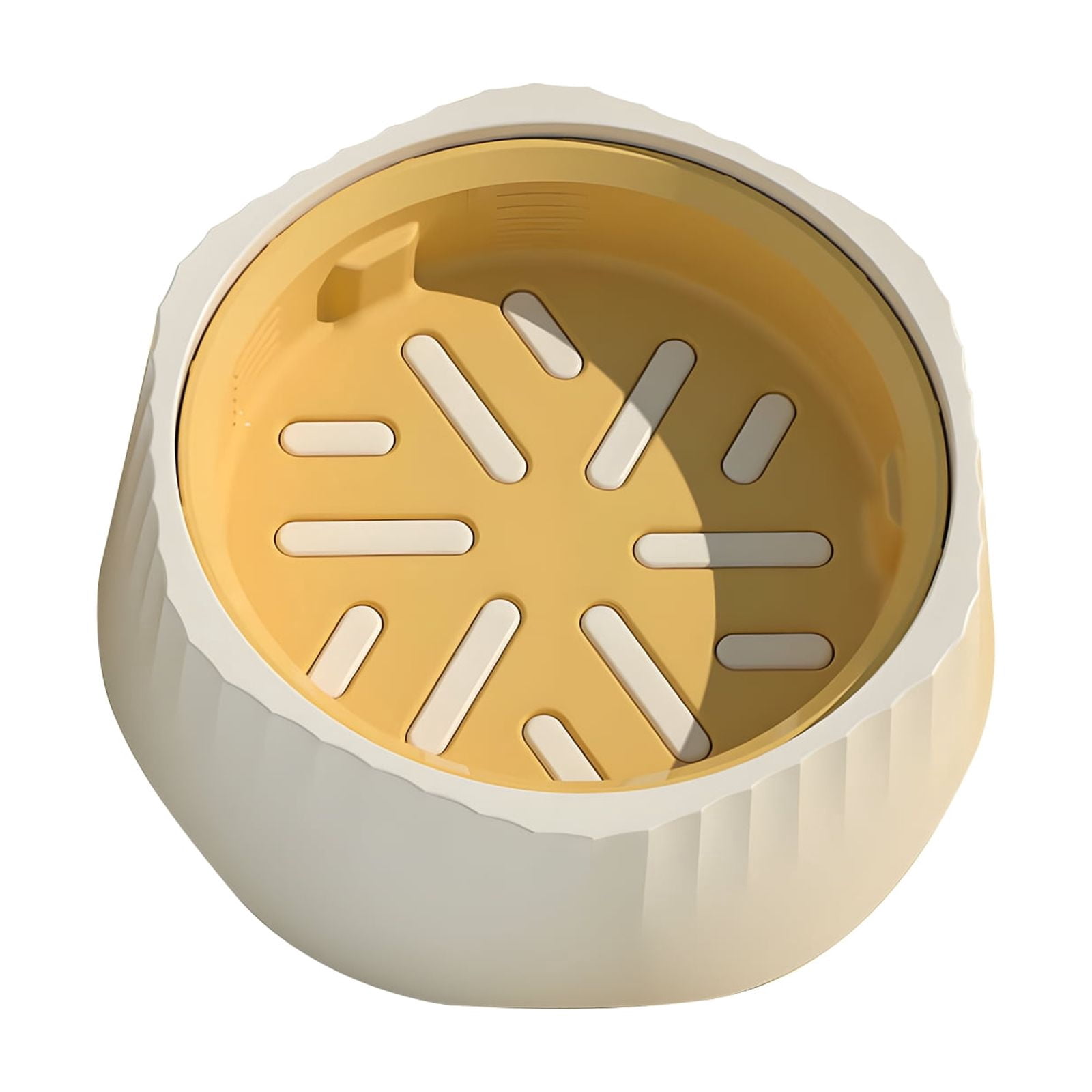 Pet Slow Feeding Bowl, Anti-Choking Bowl Switchable Anti-Slip Anti-Spill Dish for Dogs and Cats, White