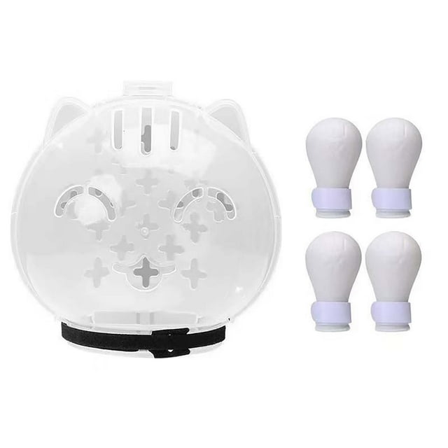 BotaniNest Cat Muzzle Breathable Cat Grooming Transparent Head Cover With 4 Silicone For Nail Cutting In The Bathroom