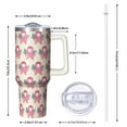 thumbnail image 2 of Pink Breast Cancer and Pioneer Flower Tumbler with Handle and Lid,40oz Double Wall Vacuum Insulated Tumbler,Cups Gift for Women and Men, 2 of 7