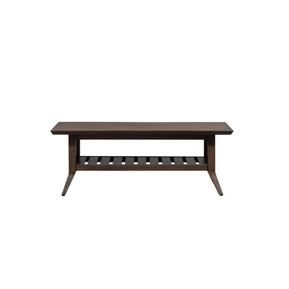 Bowery Hill Contemporary Rectangular Wood Cocktail Table in Brown