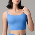thumbnail image 5 of AHTJRT Women's Sports Bra Scoop Neck Longline Padded Crop Tops Racerback Spaghetti Straps Butter Workout Lingerie Bras Blue L, 5 of 6