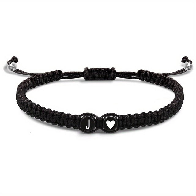 Heart Initial Bracelets 26 Letters Initial Bracelet A-Z Braided Bracel