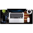 thumbnail image 4 of Extended Gaming Mouse Pad - Non-Slip Water-Resistant Rubber Base Computer Keyboard Mouse Mat, 35.4x15.7-inch XX-Large Desk Mat, Ideal Partner for Work & Game, American Bald Eagle on Grunge Flag, 4 of 5
