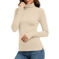 thumbnail image 4 of Chiccall Women's Turtleneck Long Sleeve Base Layer Top, Stretchy Slim Fit Thermal Shirt with Thumb Holes for Fall Winter Layering, 4 of 10