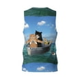 thumbnail image 3 of Easygdp Two Brave Cats Are Floating On The Sea Iceberg Men's Mesh Basketball Jersey Quick Drying Sleeveless Shirts Fitted Muscle Tank Tops Sport Round Neck T-Shirt - 3X-Large, 3 of 9