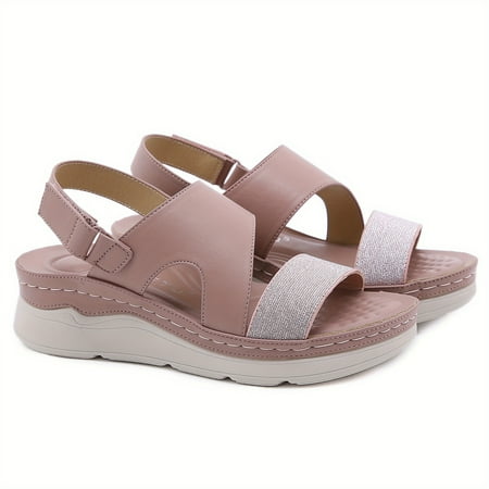 

Women‘s Wedge Heeled Sandals Open Toe Round Toe Ankle Strap Platform Sandals Women‘s Hook And Loop Shoes