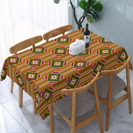 

Tablecloth Ghana Kente Fabric African Print Tribal Table Cloth For Rectangle Tables Waterproof Resistant Picnic Table Covers For Kitchen Dining/Party(54x72in)