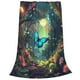 thumbnail image 2 of Balery Enchanted Forest Butterfly A Manta de Felpa Suave y Acogedora – Cobija de Franela Aterciopelada para Cama, Lavable y Cálida para Sofá, Mascotas, Transpirable-40"x30", 2 of 7