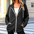 thumbnail image 7 of cocolona Hoodies for Women Solid Color Long Sleeve Fall Winter Drawstring Sweatshirts Loose Casual Zipper Jackets with Pockets, 7 of 7
