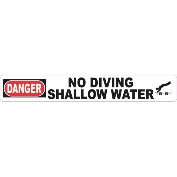 StickerTalk Danger No Diving Shallow Water Sticker, 10 inches x