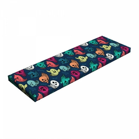 

Halloween Bench Pad Cartoonish Drawn Colorful Spooky Ghosts with Boo Wow and Help Lettering HR Foam Cushion with Decorative Fabric Cover 45 x 15 x 2 Multicolor by Ambesonne