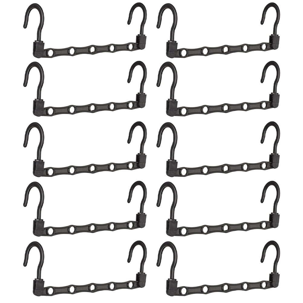 1 Set 10pcs Multifunctional 5 Holes Coat Hangers Clothes Hanging Rack (Black)