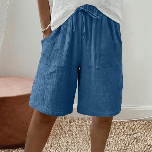 TMOYZQ Women Casual Shorts Quick Dry Lightweight Comfy Elastic Waist Shorts Summer Beach Vacation Pull On Lounge Shorts with Pockets