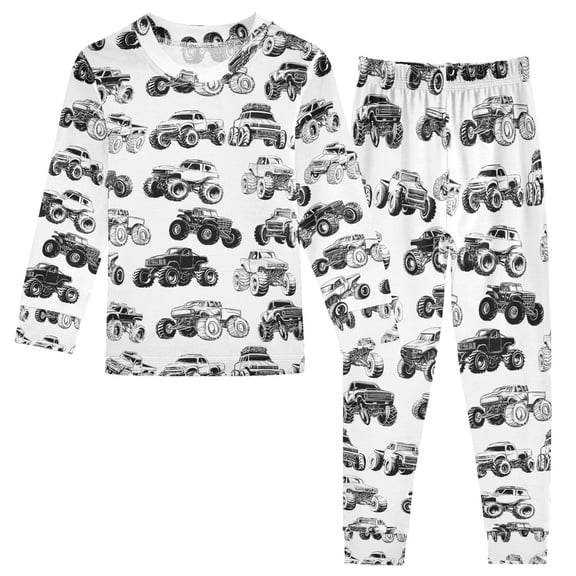 joogoo Monster Trucks 2 Piece Long Sleeve Tee and Pants Cotton Pajama Set 4T