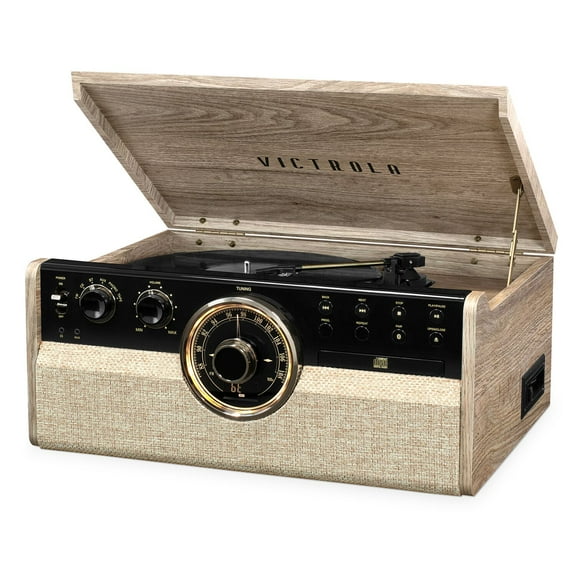 Victrola Wood Metropolitan Mid Century Modern Bluetooth Record Player with 3-speed Turntable and Radio
