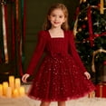thumbnail image 2 of Girls Spring Summer Floral Dress Party Dress Long Sleeve Tutu With Bow Star Sequins Formal Holiday Pageant Gown Elegant Casual Dresses 5-6 Years, 2 of 8