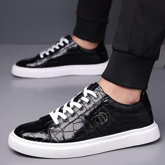 Versatile and Comfortable Trendy Men's Shoes,  Fashionable Men's Alligator Pattern Casual Shoes, Low-top Sneakers Breathable and Wear- Daily Essentials.