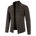 thumbnail image 3 of Herrnalise Men's Fashion Autumn And Winter Stand Collar Sweater Casual Fleece Jacket Coffee, 3 of 4