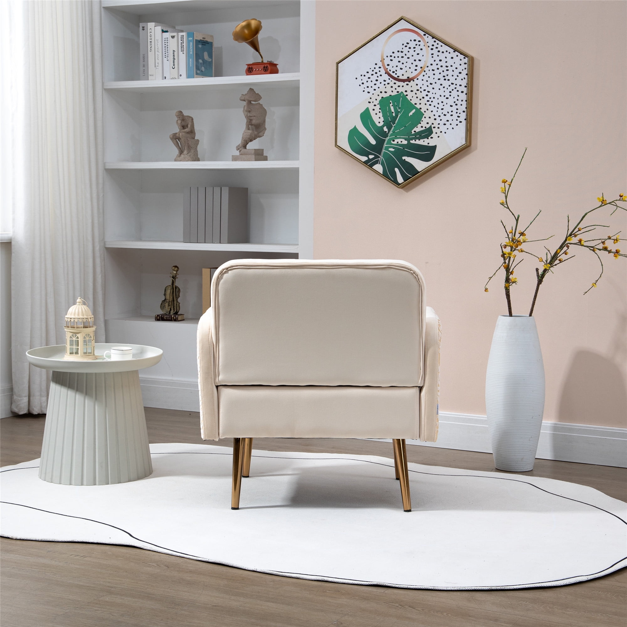 Button Tufted Living Room Chair Velvet Accent Chair Upholstered