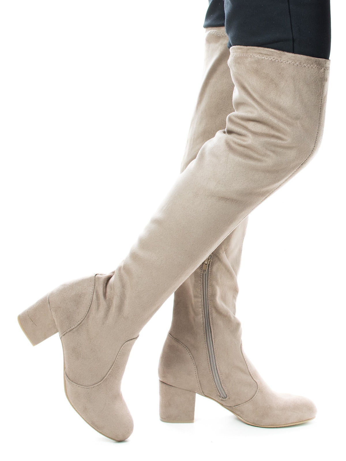 bamboo faux suede over the knee boots