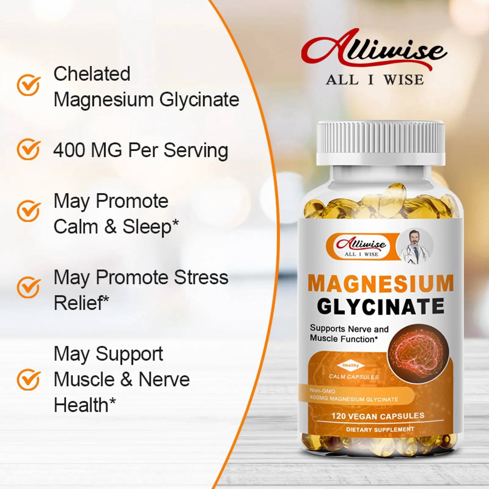 (2 Pack) Magnesium Glycinate 400mg with Vitamin B6,D3,for Sleep, Muscle & Bone Health, 240 Capsules