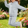 thumbnail image 5 of Girls Boys Sweatsuit 2 Piece Outfits Hooded Sweatshirt and Sweatpants Fleece Lined Tracksui𝘁 Plain Athletic Jogger Sets Warm, 5 of 5